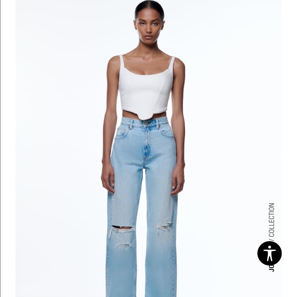 Zara ripped wide legged jeans - high waisted